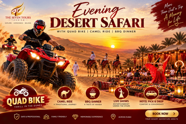 Evening Desert Safari with Quad Bike Camel Ride BBQ Dinner